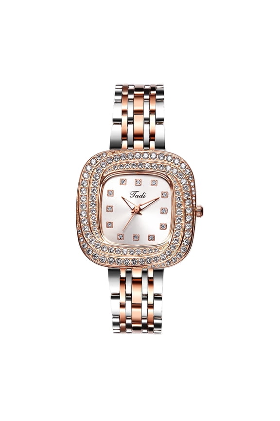 Women's Analog Square Watches: Diamond-Studded Dial Wristwatch with Stainless Steel Strap for Leisure,Business,Gifts,Silver