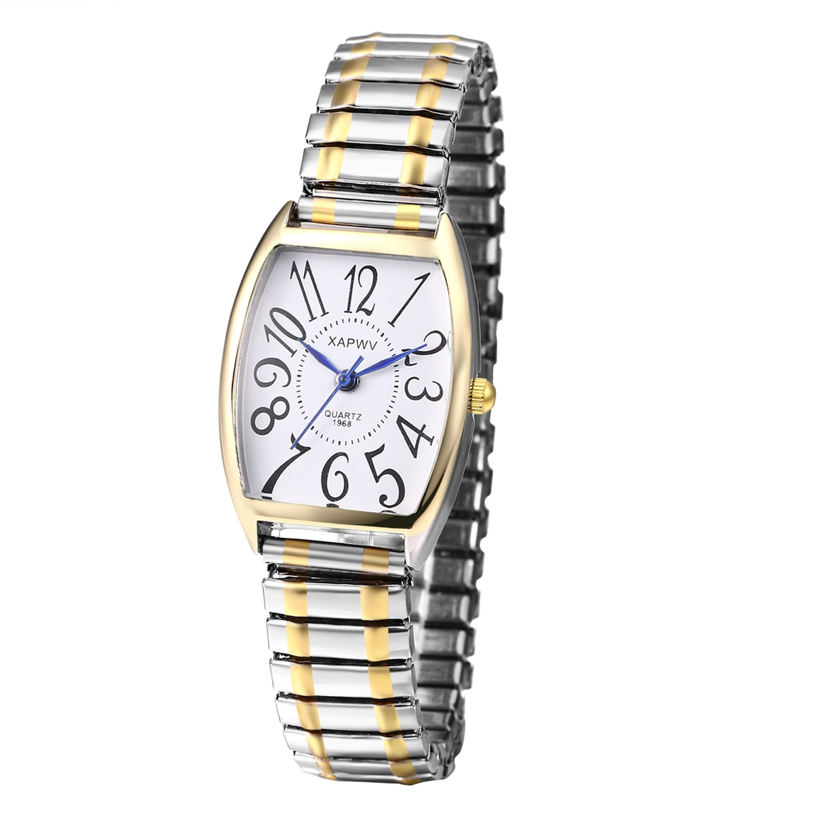 Women\'s Silver White Analog Quartz Big Dial Easy Reader Stretch Band Wrist Watch OIDEA Women main image 2