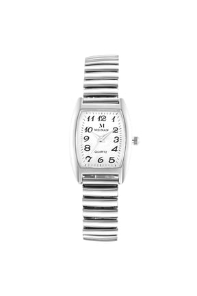 Women's Big Dial Easy Reader Watch Gold/Silver Tone Elastic Stretch Band Wristwatch