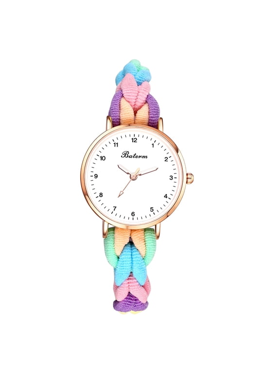 Women's Elastic Braided Watch: Ultra-Thin Lightweight Analog Quartz Bracelet Watches