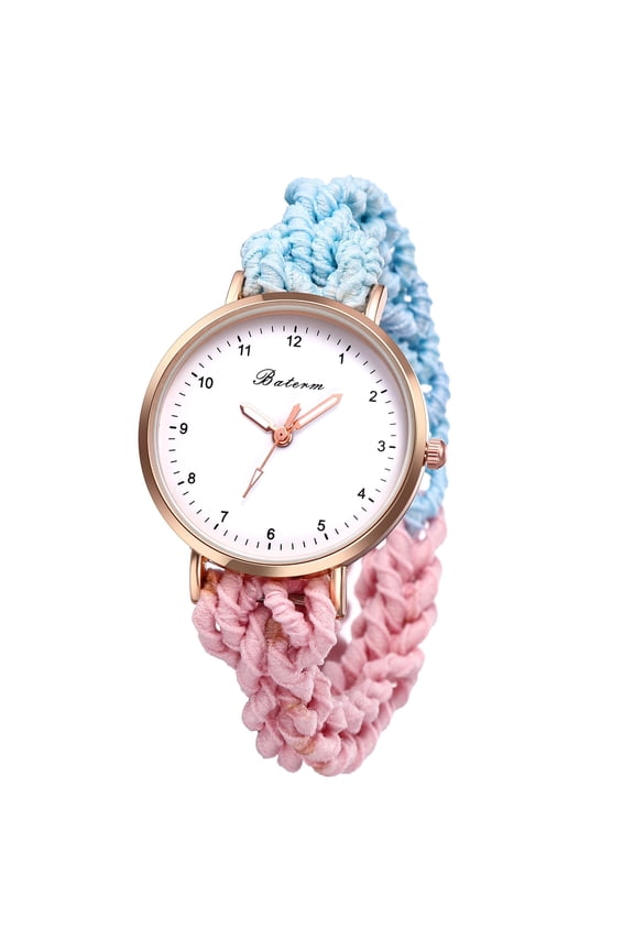 Women's Elastic Braided Watches: Stretchy Strap Multicolored Bracelet Quartz Wrist Watches for Women