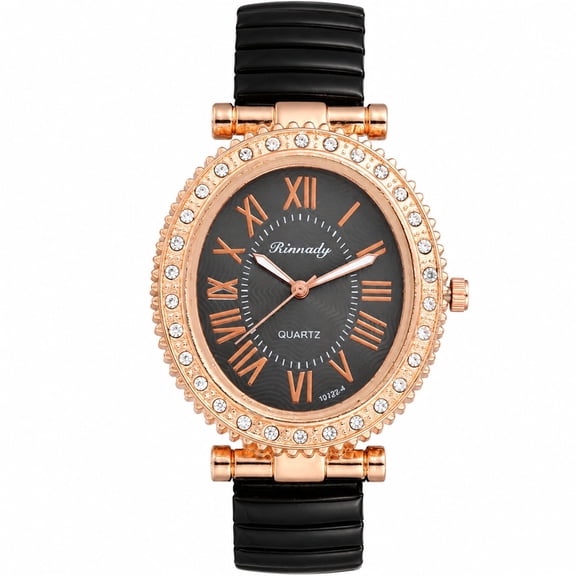 Avaner Women's Elastic Strap Watch: Roman Numerals Sunburst Dial Stainless Steel Band Analog Quartz Wristwatch - Dressy Luxury Jewelry Gift