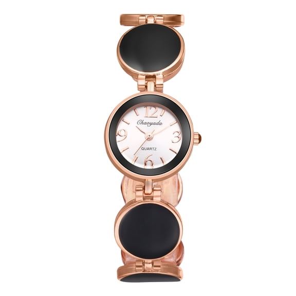 Avaner Women's Enamel Bracelet Watch: Arabic Numeral Bar Markers Analog Quartz Round Watch