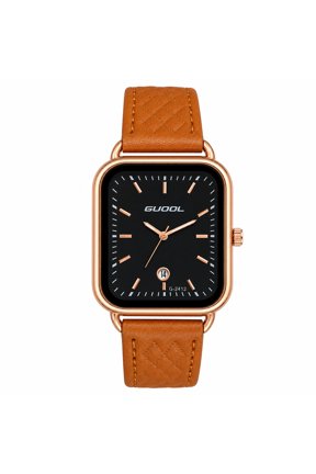 Women's Men's Square Leather Watch: Analog Quartz Movement Date Calendar PU Leather Strap Bar Scale Dial Daily Wristwatch, Unisex
