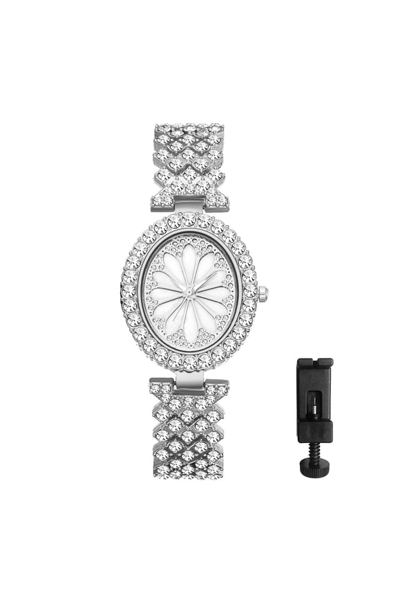 Women's Oval Full-Rhinestone Dial Full-Rhinestone Case Analog Quartz Watch