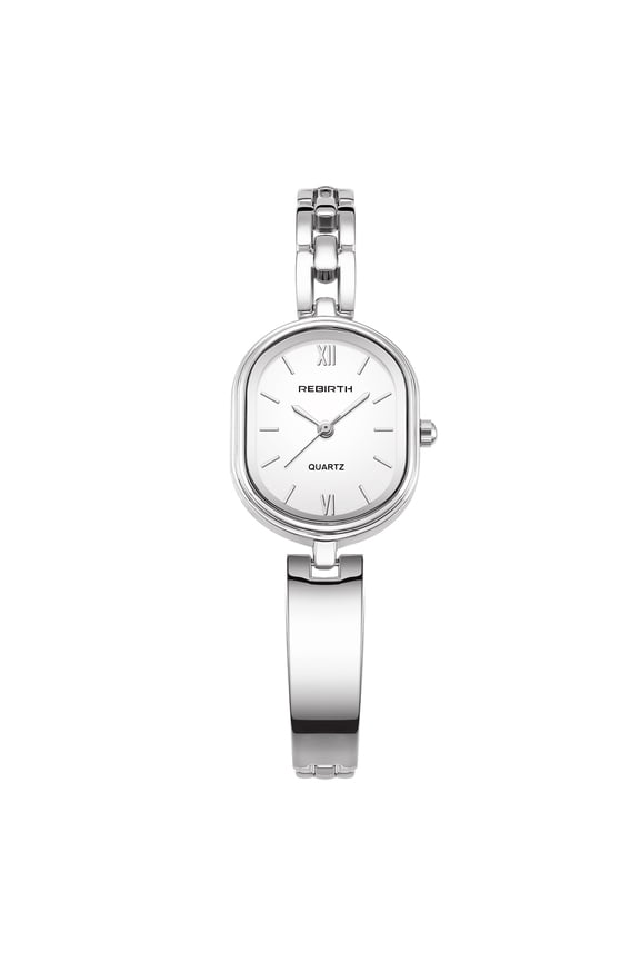 Women's Oval Rhinestone Watch: Rhinestone Accented Oval Case Detachable Stainless Steel Band Bar Index Dial Dress Wristwatch for Women