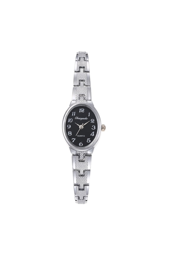 Women's Quartz Analog Watch: Small Oval Watch with Arabic Numerals and Detachable Stainless Steel Strap - Perfect for a Gift