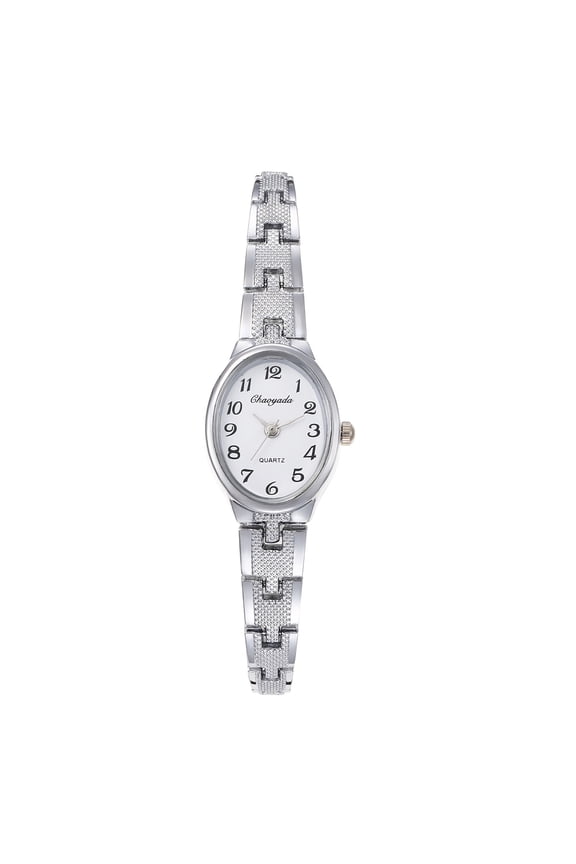 Women's Quartz Analog Watch: Small Oval Watch with Arabic Numerals and Detachable Stainless Steel Strap - Perfect for a Gift