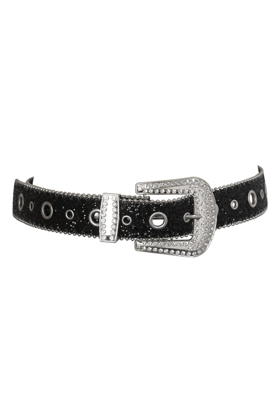 Women's Rhinestone Trim Wide Belt: Sequin Belt for Jeans and Dresses