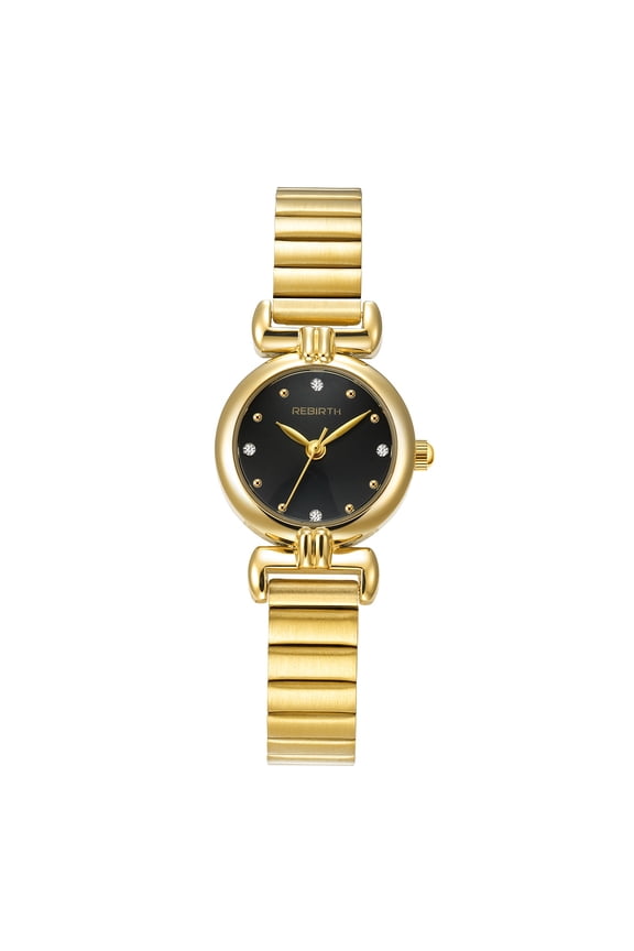 Women's Round Rhinestone Watch: Adjustable Stainless Steel Band Rhinestone Dot Markers Analog Quartz Wristwatch for Women, 3AM