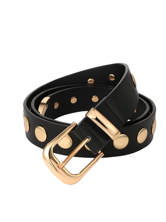 Women's Round Studded Thin Belt: Buckle Punk Streetwear Waistband for Y2K Style