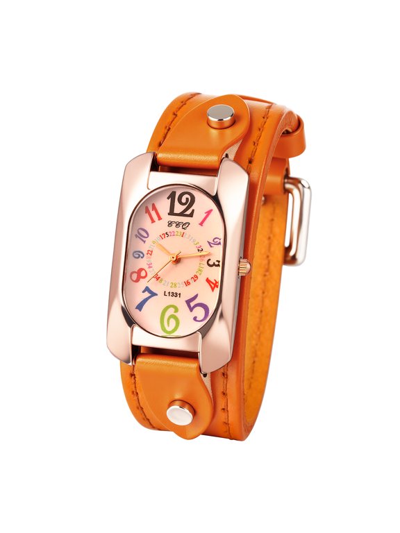 Women's Steampunk Vintage Square Watch: Leather Strap Punk Rock Industrial Gothic Timepiece Wistwatch - Halloween Gift