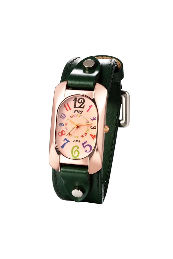 Women's Steampunk Vintage Square Watch: Leather Strap Punk Rock Industrial Gothic Timepiece Wistwatch - Halloween Gift