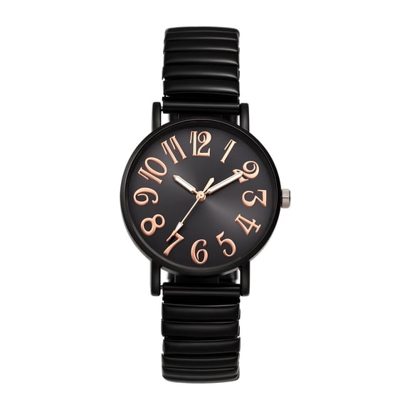 Avaner Women's Stretch Band Watch: Analog Quartz Movement Large Number Dial Stainless Steel Elastic Strap Sunray Dial Wristwatch for Women