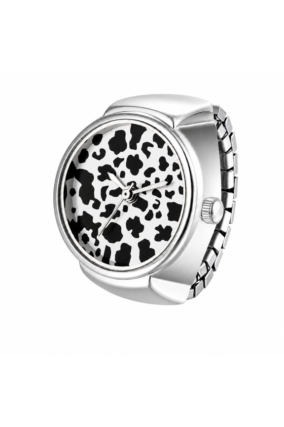 Women's Stretch Ring Watch: Elastic Stainless Steel Strap Leopard Print Dial Analog Quartz Wristwatch, Daily