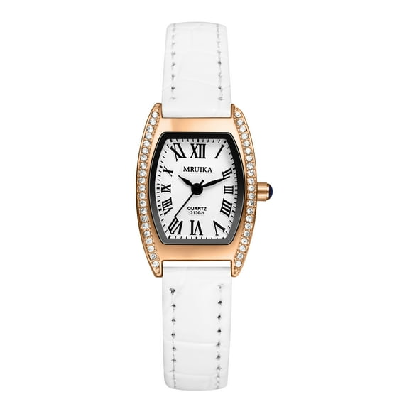 Avaner Women's Tonneau Shape Watch: Analog Quartz Watch with Roman Numeral Imitation Diamond Bezel and High-quality PU Crocodile Pattern strap