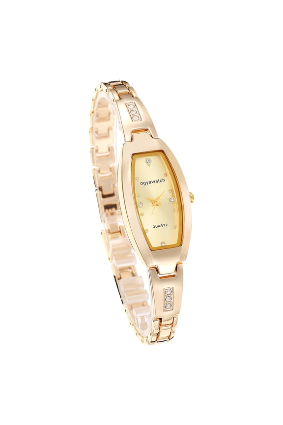 Women's Tonneau-Shaped Stainless Steel Watch: Stainless Steel Strap, Imitation Diamond Hour Markers, Rectangular Quartz Watch
