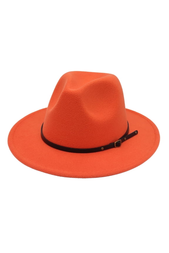 Women's Wide Brim Felt Fedora Hat: Panama Hat with Leather Band – Flat Brim Jazz Cap for Casual & Formal Wear, Unisex