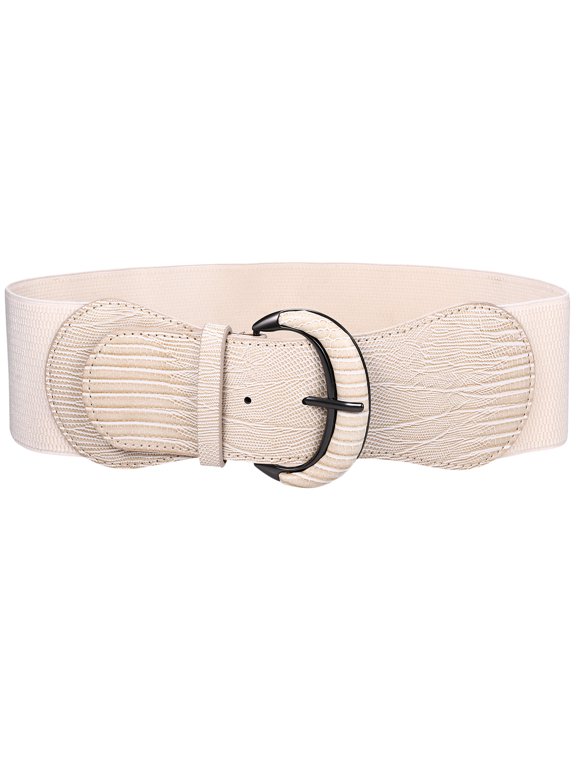 Women's Wide Elastic Waist Belt:Stretchy PU Leather Fashion Belt with Alloy Buckle for Dress Tunic