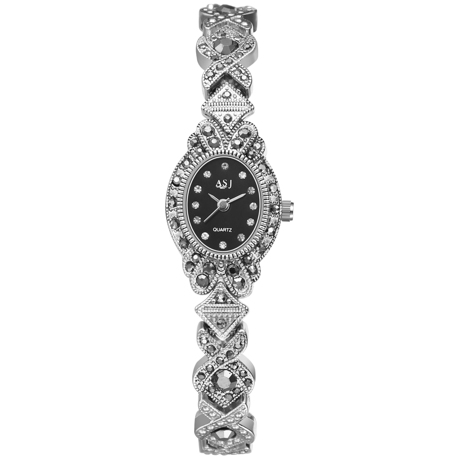Vintage Rhinestone Women\'s Bracelet Watch - Silver Vintage Flower Women main image 4