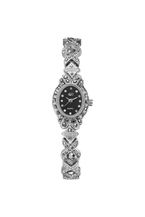 Women's rhinestone bracelet watch:Vintage flower dial Gothic Analog Quartz Watches
