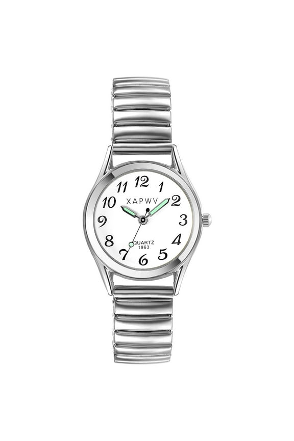 Women's ultra-thin quartz watch:Large Arabic numerals dial Luminous hands Elastic Watch