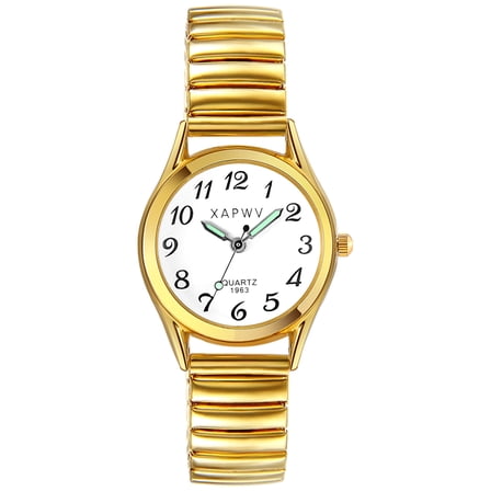 Women's ultra-thin quartz watch:Large Arabic numerals dial Luminous hands Elastic Watch