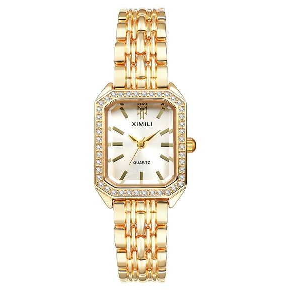 Avaner Womens Gold Square Watches: Stainless Steel Strap Analog Quartz Elegant Ladies Bracelet Wrist Watch for Casual Business