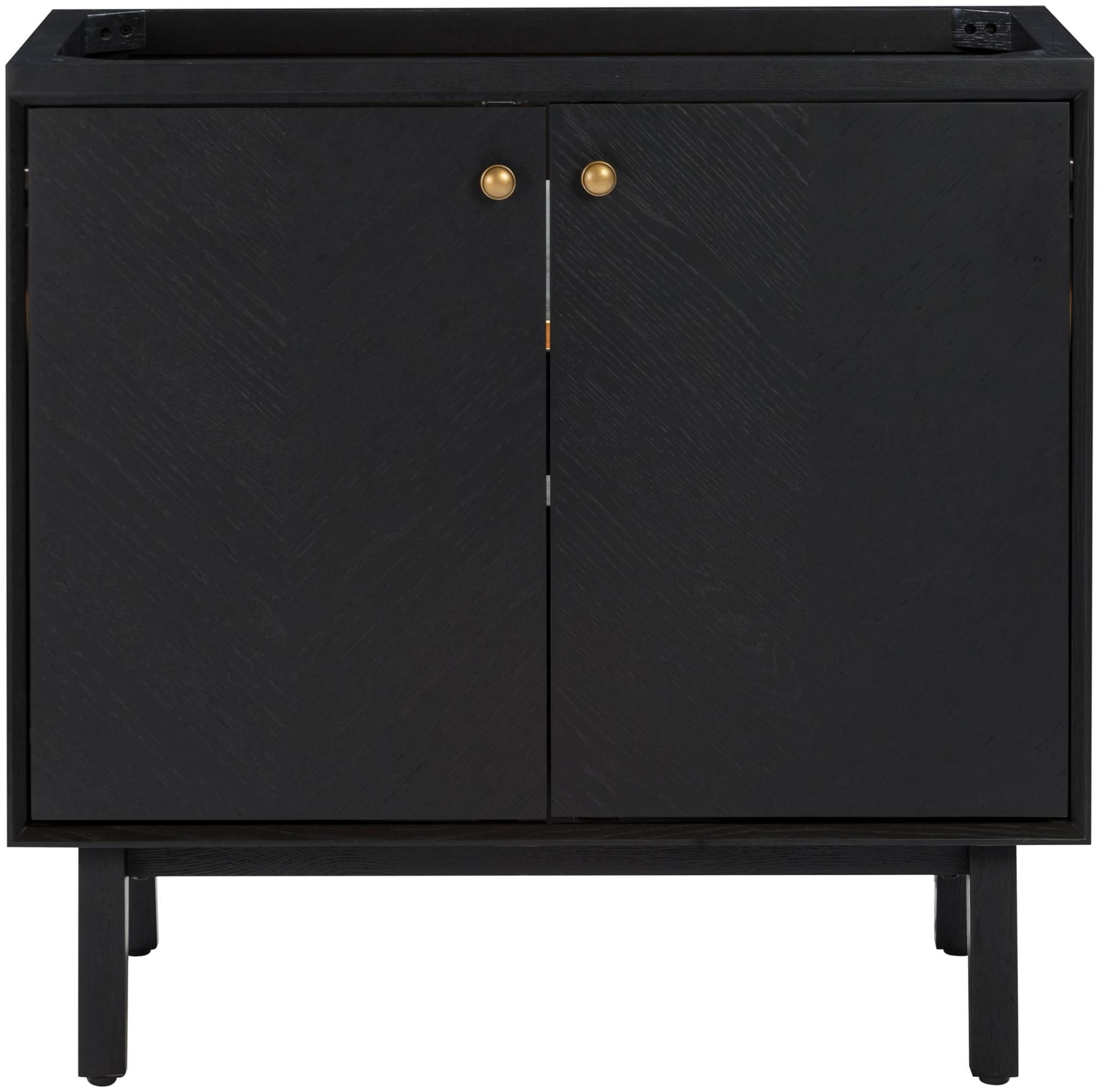 Adele 36'' Black Oak Single Bathroom Vanity Base