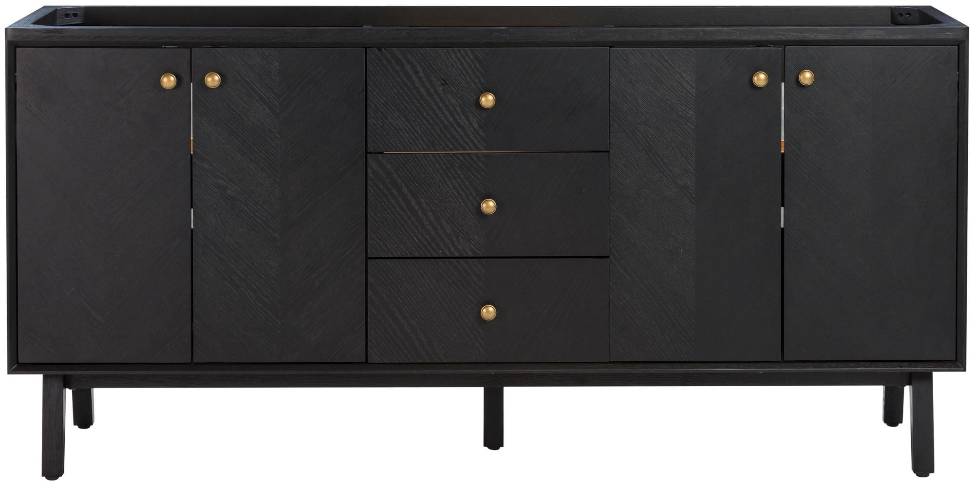 Adele 72-Inch Black Oak Double Freestanding Vanity Cabinet