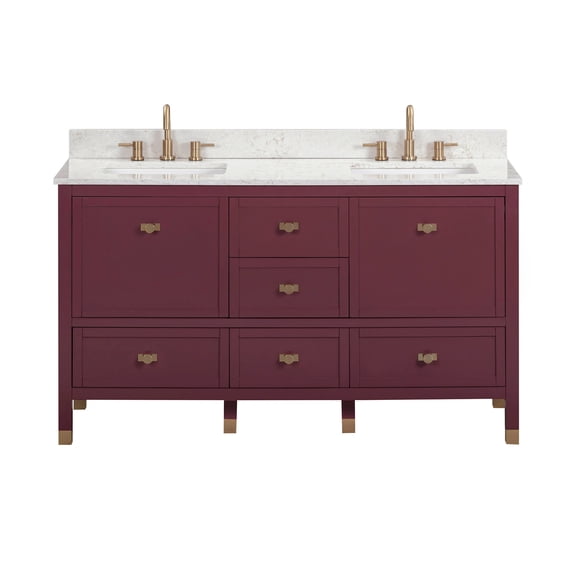 Avanity ALANA-VS61-BR-AL Alana 60" Free Standing Double Basin Vanity Set - Burgundy Red