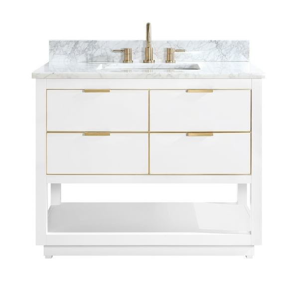 Avanity Allie-Vs43-G-C Allie 42" Free Standing Single Basin Vanity Set - White