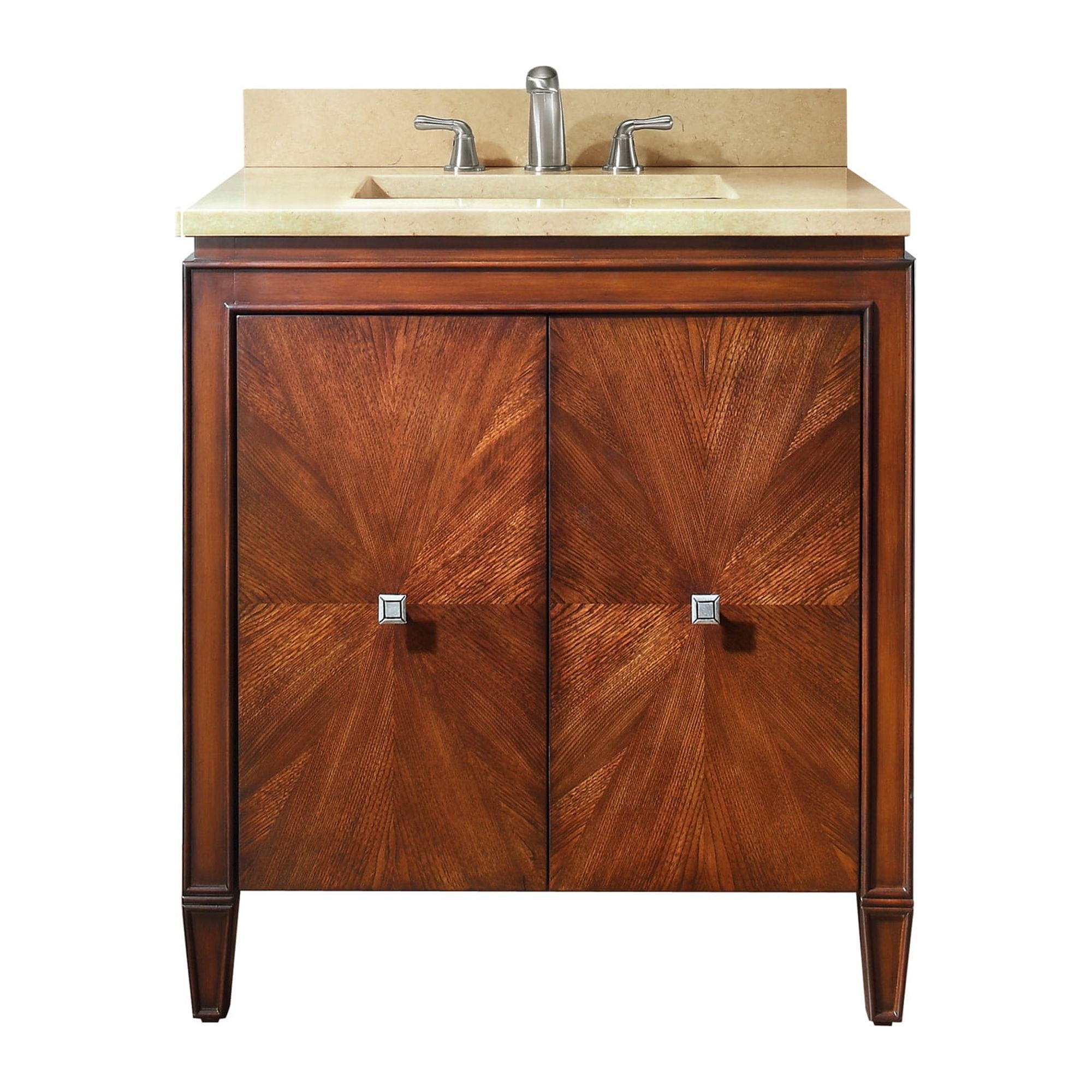 Brentwood 31" New Walnut Finish Vanity with Crema Marfil Marble Top