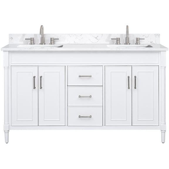 Avanity BRISTOL-VS61-WT-E Bristol 60" Free Standing Double Basin Vanity Set - White