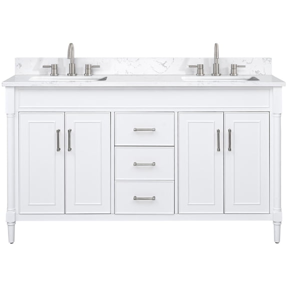Avanity BRISTOL-VS61-WT-E Bristol 60" Free Standing Double Basin Vanity Set - White