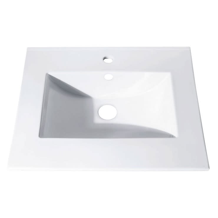 White 25" Vitreous China Rectangular Vanity Top