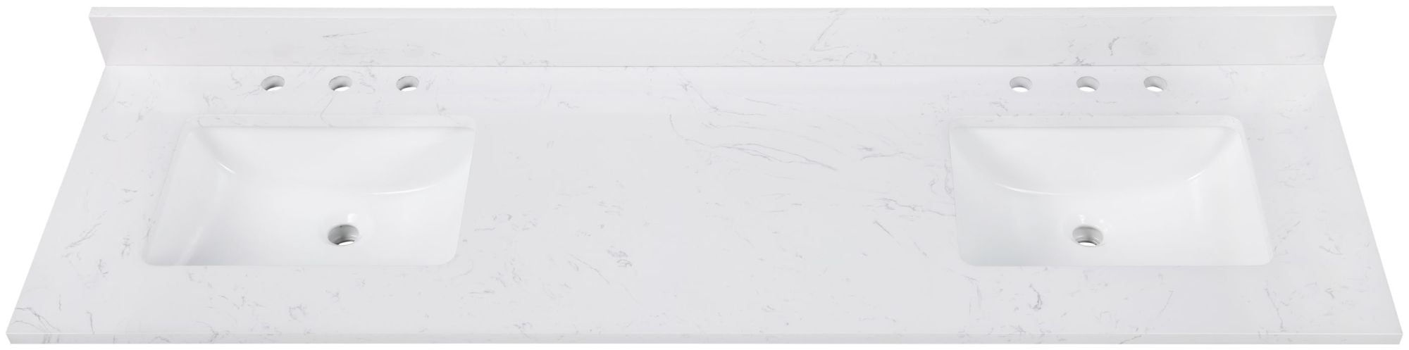 Cala 73'' White Stone Double Vanity Top with Sinks