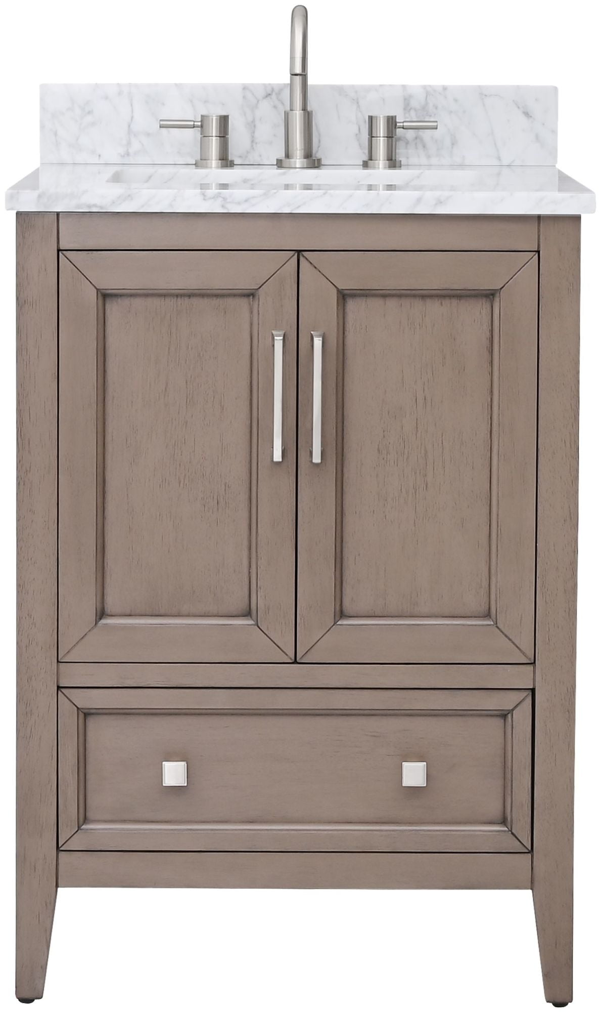 Gray Oak 25" Single Vanity with Carrara White Marble Top