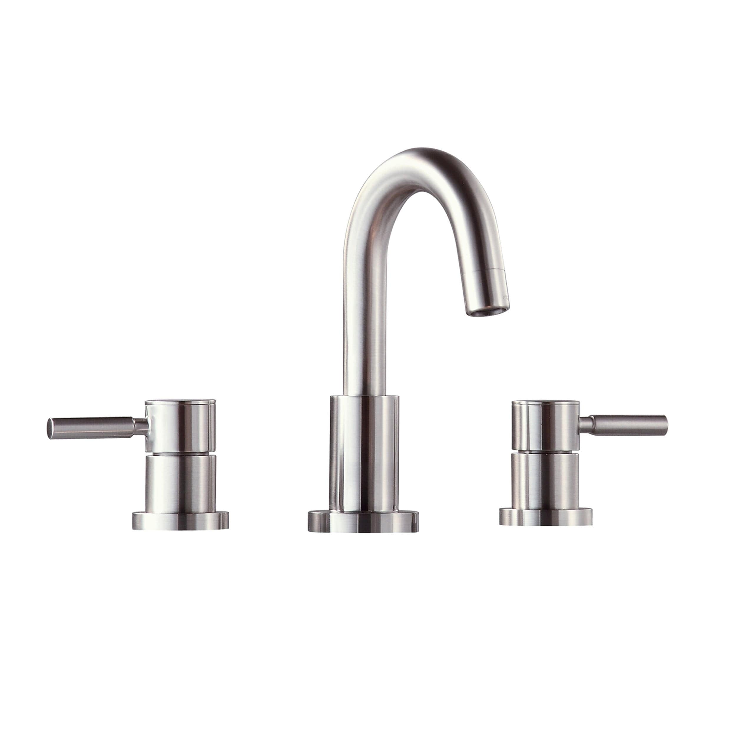 Brushed Nickel Modern Widespread Bathroom Faucet with Metal Handles
