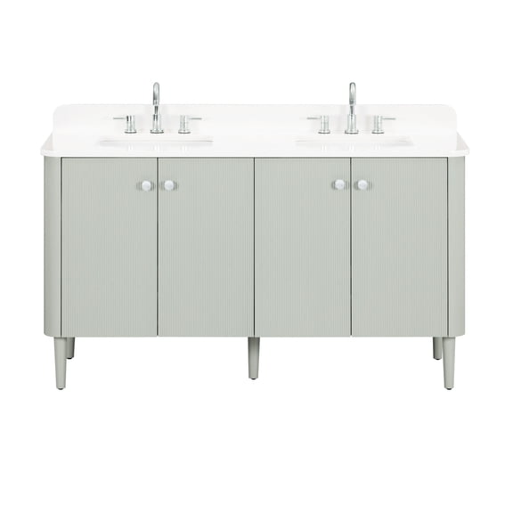 Avanity Haley-Vs61-Wt Haley 60" Free Standing Or Wall Mounted Double Basin Vanity Set -