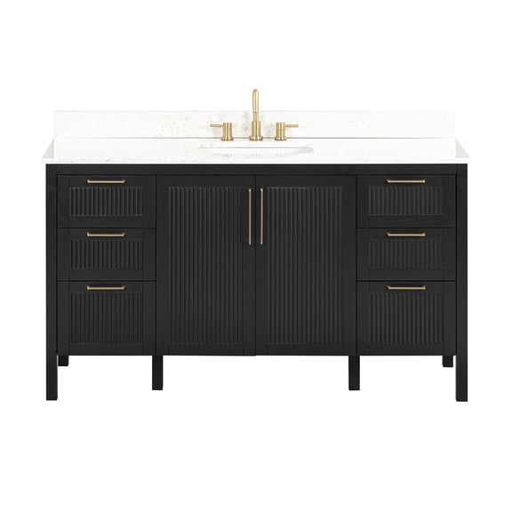 Avanity LUKA-VS61-BKO-AL Luka 60" Free Standing Single Basin Vanity Set - Black Oak
