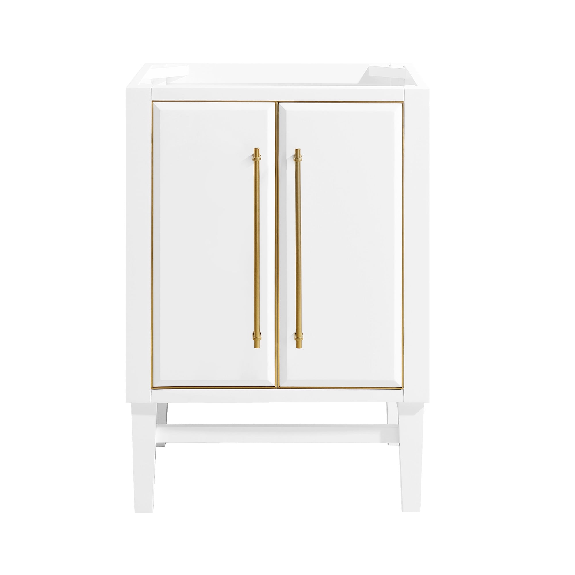 Mason 24'' White Solid Wood Vanity Base with Gold Trim