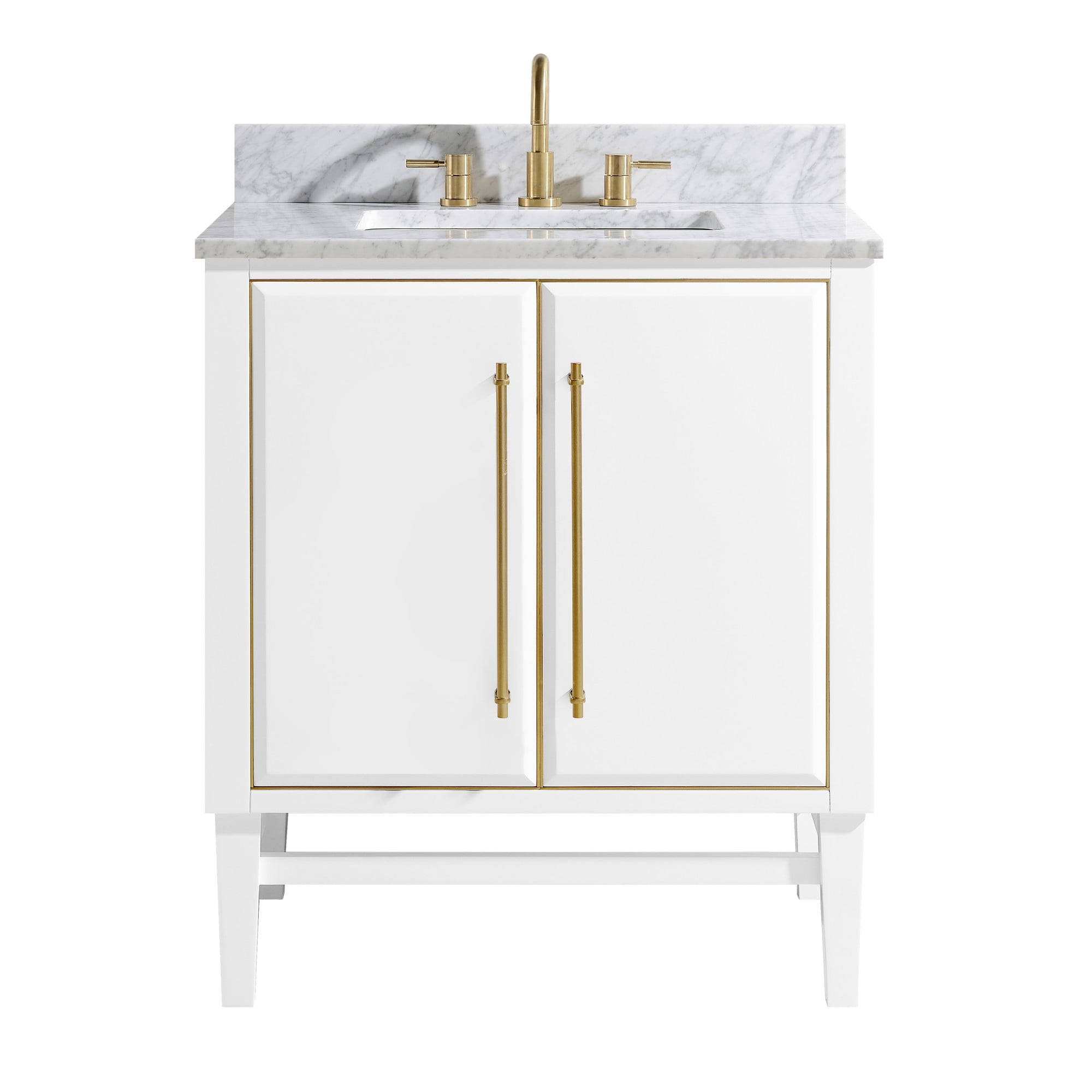 Mason 31" White and Gold Marble Top Vanity