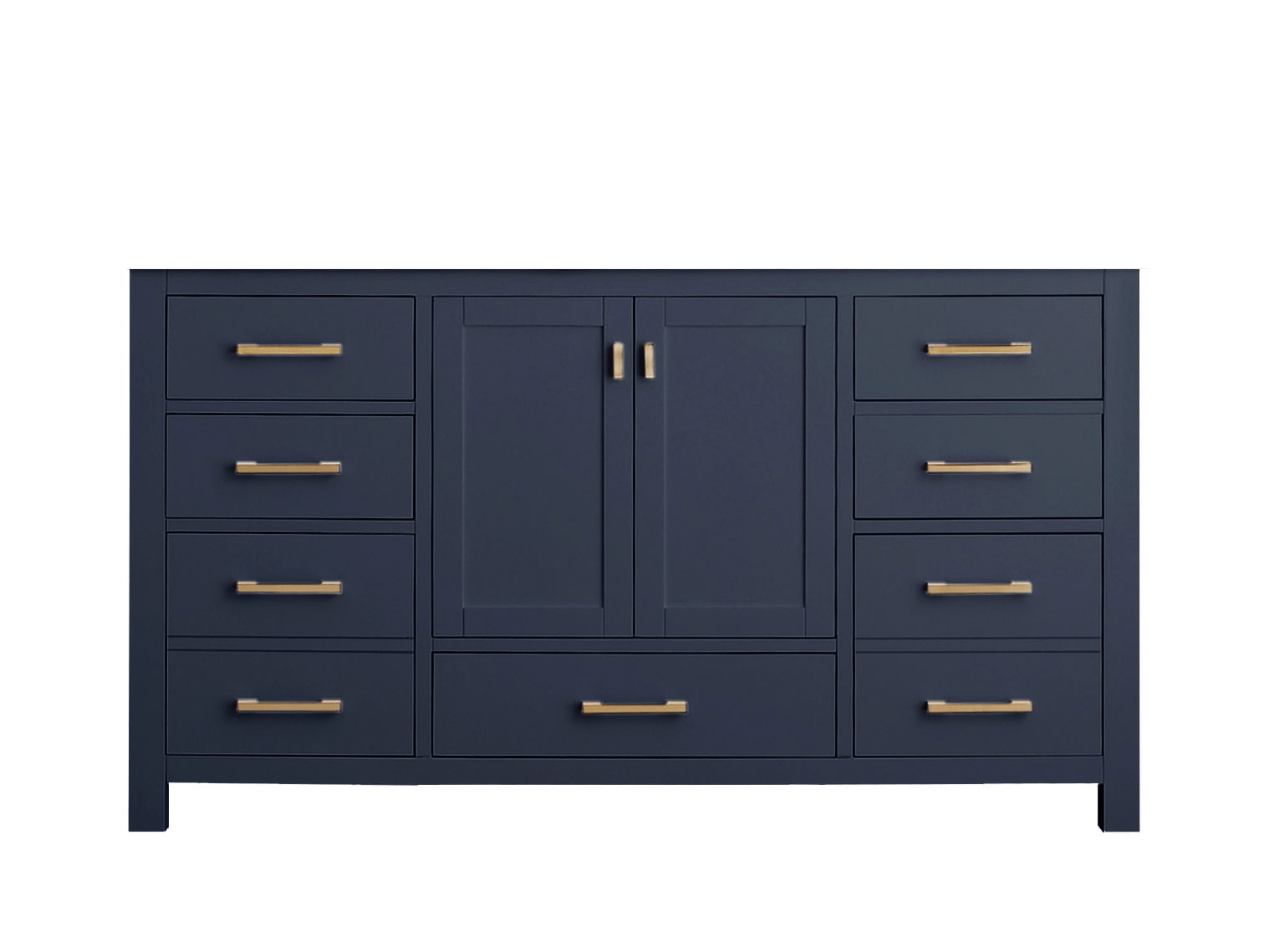 Navy Blue Solid Wood 60" Freestanding Vanity Base