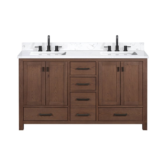 Avanity MODERO-VS61-MO-E Modero 60" Free Standing Double Basin Vanity Set - Mocha Oak