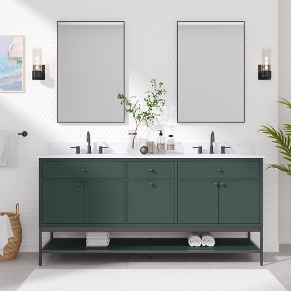 Avanity PAISLEY-VS72-EG Paisley 72" Free Standing Double Basin Vanity Set - Everglade