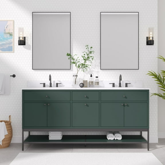 Avanity Paisley-Vs72 Paisley 72" Free Standing Double Basin Vanity Set - Everglade Green