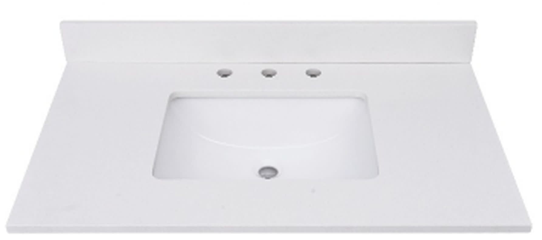 37'' Everest White Quartz Undermount Single Sink Vanity Top