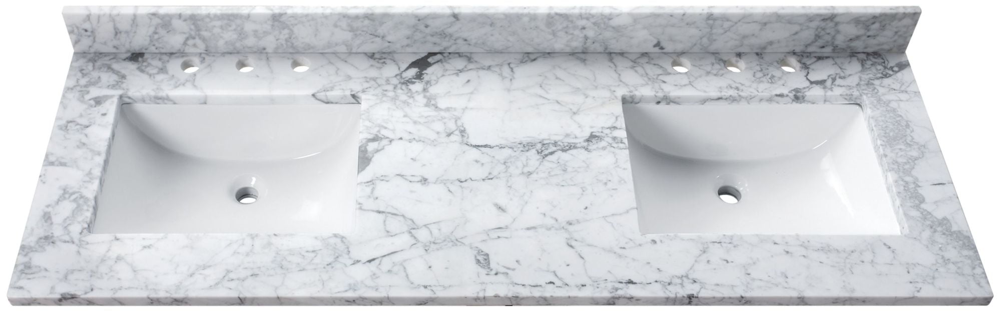 73'' Carrara White Marble Double Sink Vanity Top