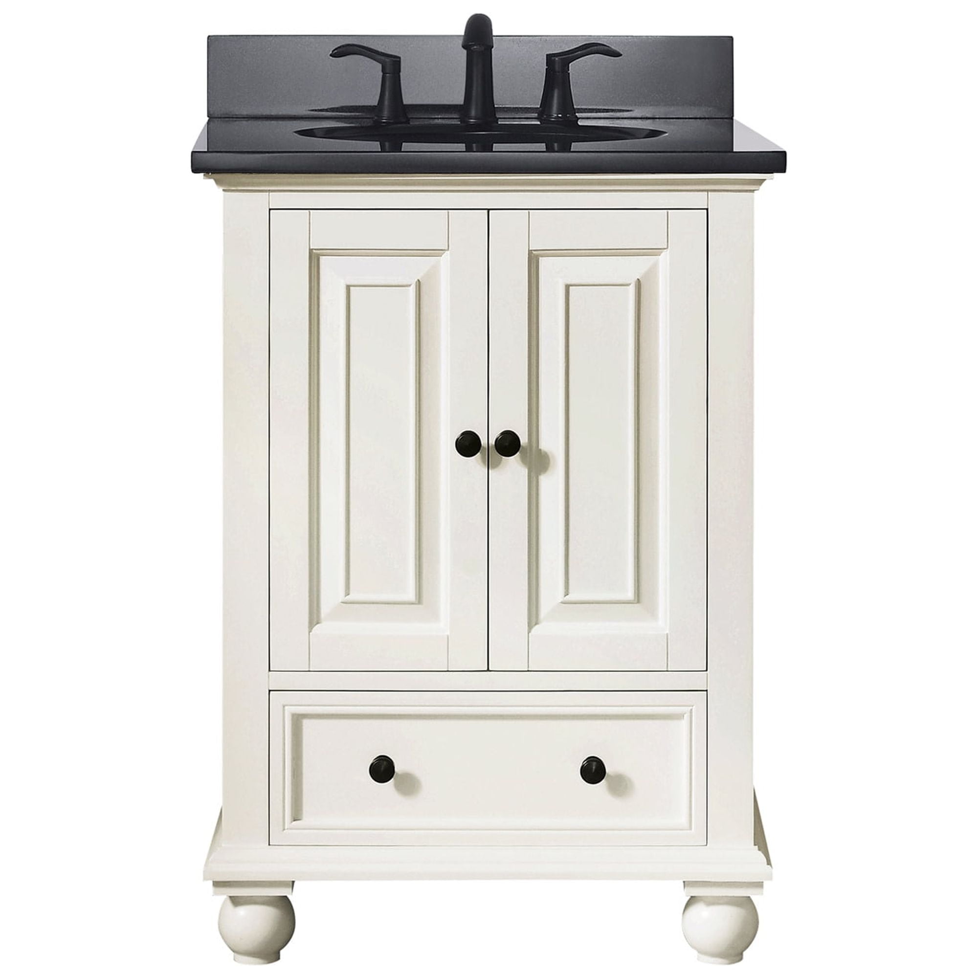 French White and Black Granite Single Basin Vanity Set